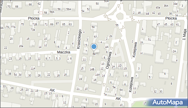 Płońsk, Ogrodowa, 8a, mapa Płońsk