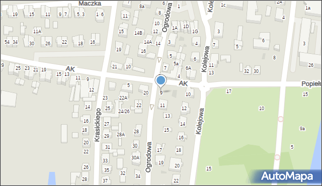 Płońsk, Ogrodowa, 9, mapa Płońsk