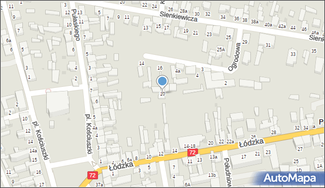 Poddębice, Ogrodowa, 10, mapa Poddębice