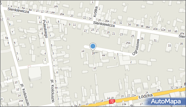 Poddębice, Ogrodowa, 16, mapa Poddębice