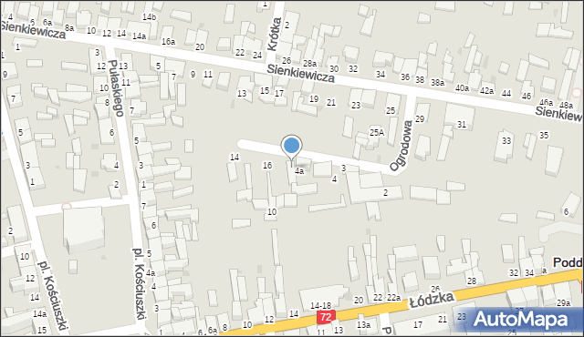 Poddębice, Ogrodowa, 6, mapa Poddębice