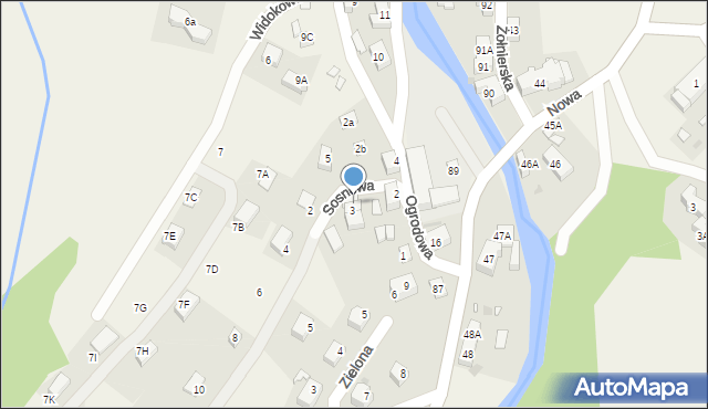 Podgórzyn, Ogrodowa, 3b, mapa Podgórzyn