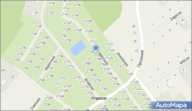 Prądocin, Ogrodowa, 17/100, mapa Prądocin