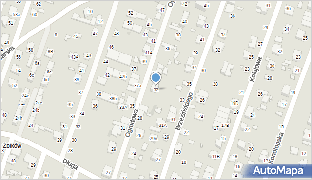 Pruszków, Ogrodowa, 32, mapa Pruszków