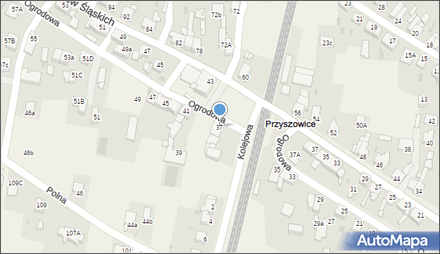 Przyszowice, Ogrodowa, 37, mapa Przyszowice