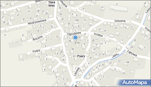 Psary, Ogrodowa, 6, mapa Psary