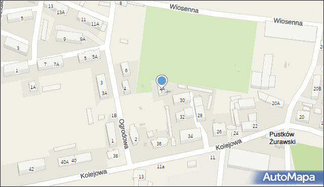 Pustków Żurawski, Ogrodowa, 4B, mapa Pustków Żurawski