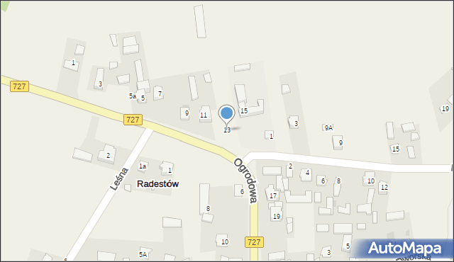 Radestów, Ogrodowa, 13, mapa Radestów