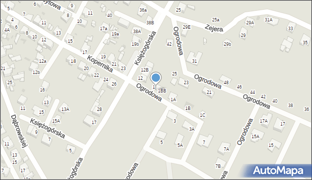 Radzionków, Ogrodowa, 1AA, mapa Radzionków