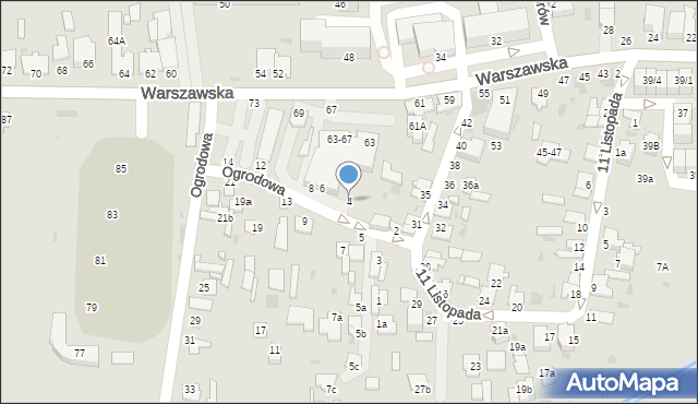 Radzyń Podlaski, Ogrodowa, 4, mapa Radzyń Podlaski