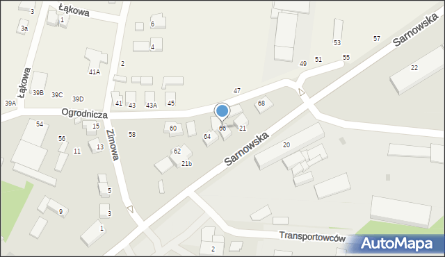 Rawicz, Ogrodnicza, 66, mapa Rawicz