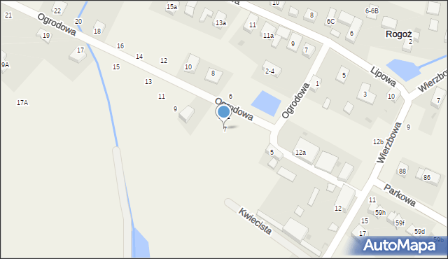 Rogoż, Ogrodowa, 7, mapa Rogoż