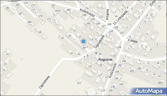 Rogoźnik, Ogrodowa, 16, mapa Rogoźnik