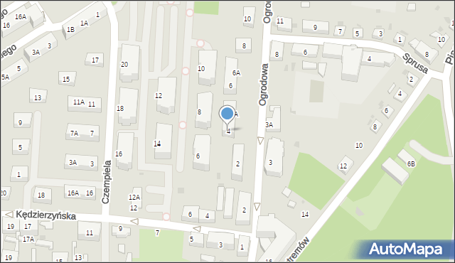 Ruda Śląska, Ogrodowa, 4, mapa Rudy Śląskiej