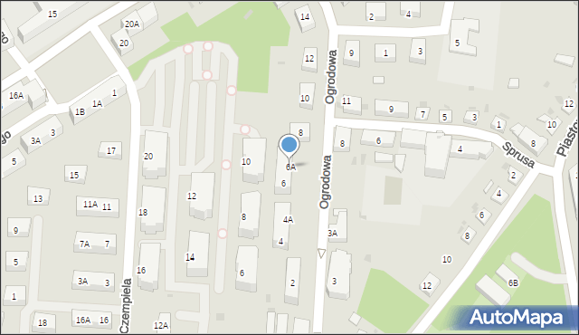 Ruda Śląska, Ogrodowa, 6A, mapa Rudy Śląskiej