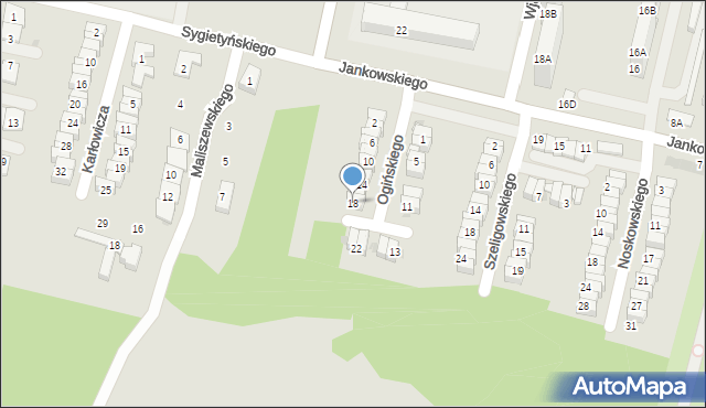 Ruda Śląska, Ogińskiego Michała Kleofasa, 18, mapa Rudy Śląskiej