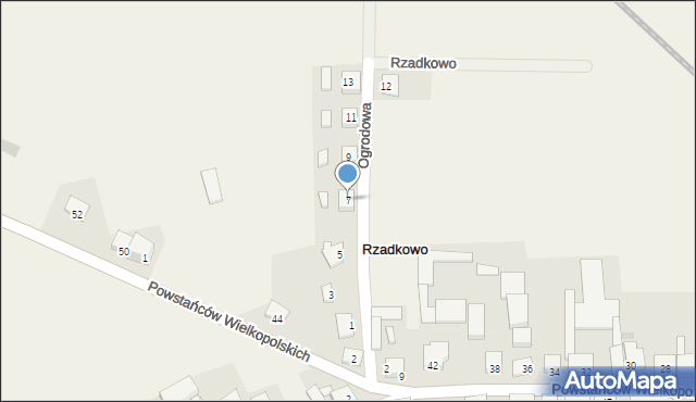 Rzadkowo, Ogrodowa, 7, mapa Rzadkowo