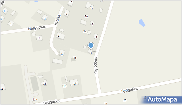 Sicienko, Ogrodowa, 3, mapa Sicienko