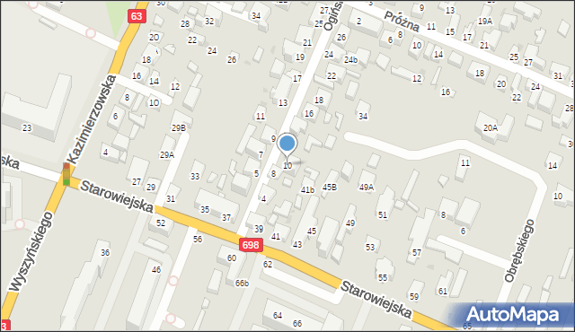 Siedlce, Ogińskich, 10, mapa Siedlce