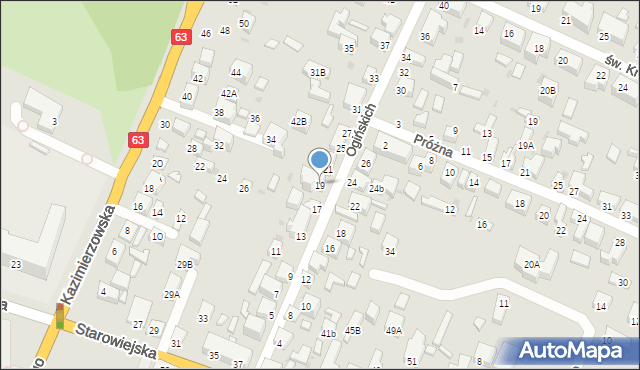 Siedlce, Ogińskich, 19, mapa Siedlce