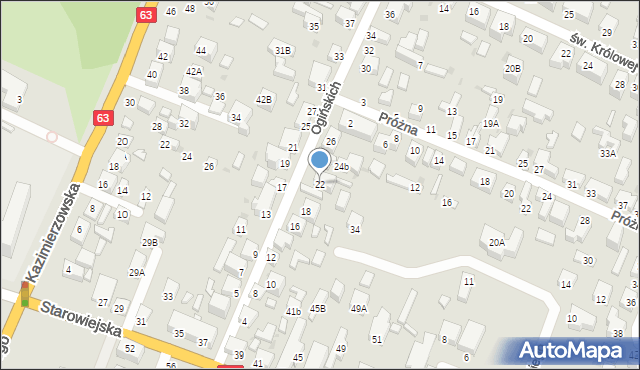 Siedlce, Ogińskich, 22, mapa Siedlce