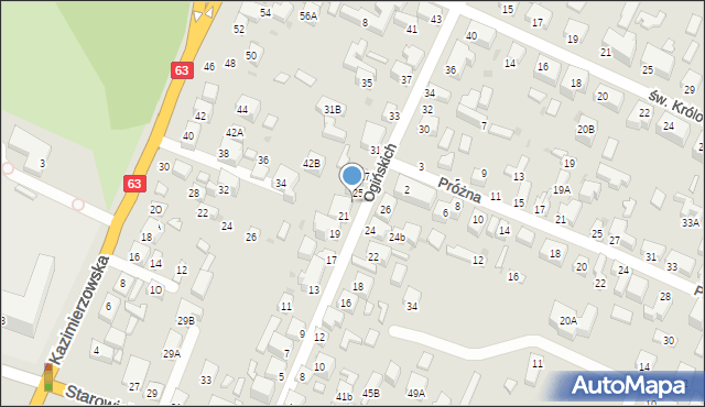 Siedlce, Ogińskich, 23, mapa Siedlce