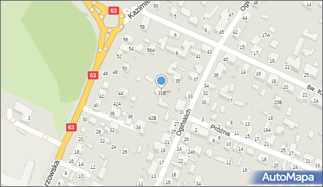 Siedlce, Ogińskich, 31B, mapa Siedlce