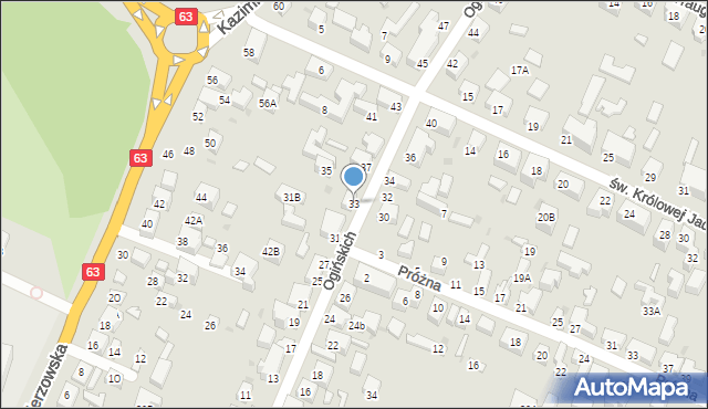 Siedlce, Ogińskich, 33, mapa Siedlce