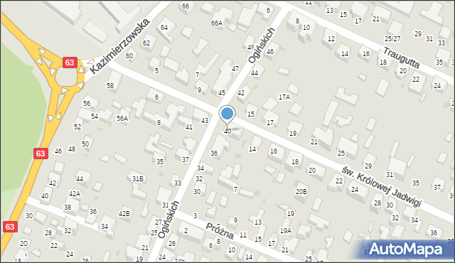 Siedlce, Ogińskich, 40, mapa Siedlce