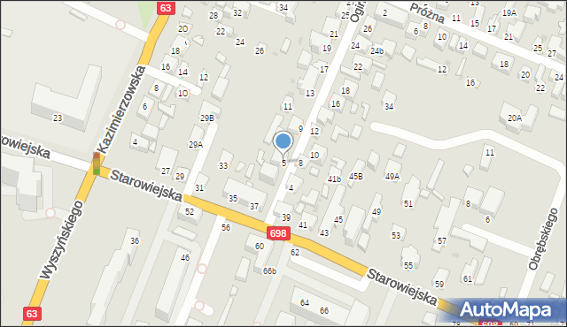 Siedlce, Ogińskich, 5, mapa Siedlce