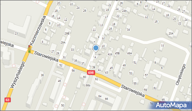 Siedlce, Ogińskich, 6, mapa Siedlce