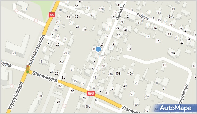 Siedlce, Ogińskich, 9, mapa Siedlce