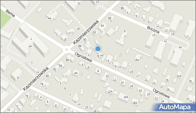 Siedlce, Ogrodowa, 3, mapa Siedlce