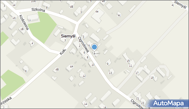 Siemyśl, Ogrodowa, 7, mapa Siemyśl