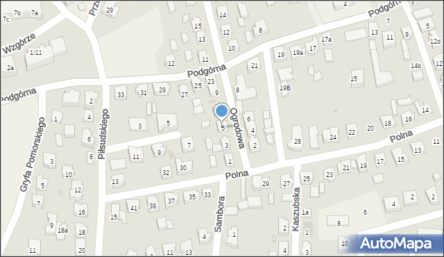 Sierakowice, Ogrodowa, 5, mapa Sierakowice