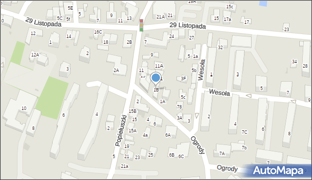Skawina, Ogrody, 1B, mapa Skawina