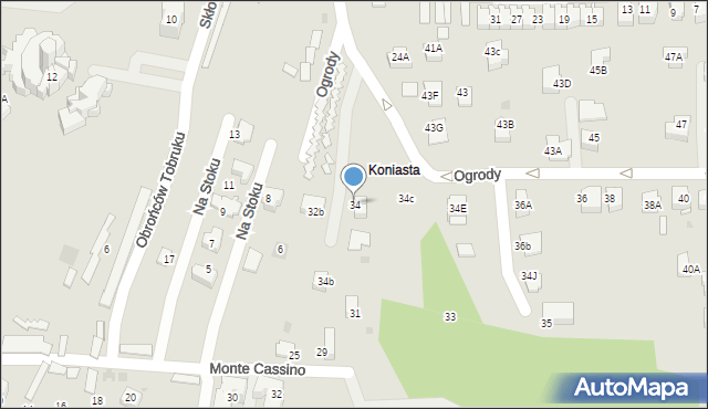 Skawina, Ogrody, 34, mapa Skawina