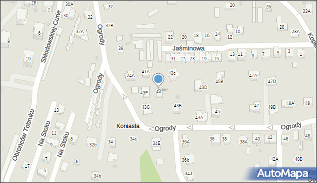 Skawina, Ogrody, 43, mapa Skawina