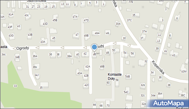 Skawina, Ogrody, 46, mapa Skawina