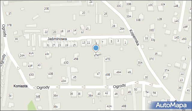 Skawina, Ogrody, 47A, mapa Skawina
