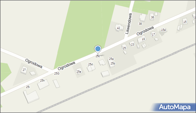Smolec, Ogrodowa, 25c, mapa Smolec