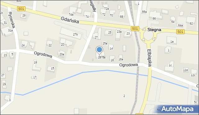 Stegna, Ogrodowa, 18, mapa Stegna