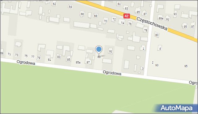 Strojec, Ogrodowa, 89, mapa Strojec