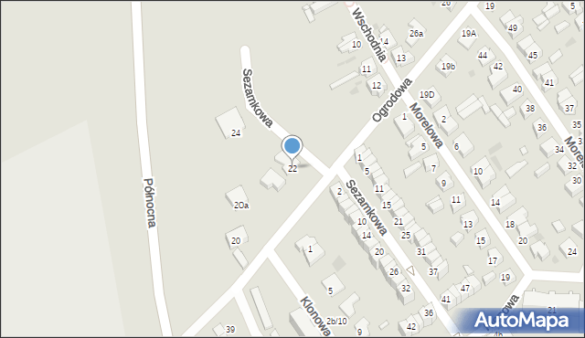 Sulechów, Ogrodowa, 22, mapa Sulechów