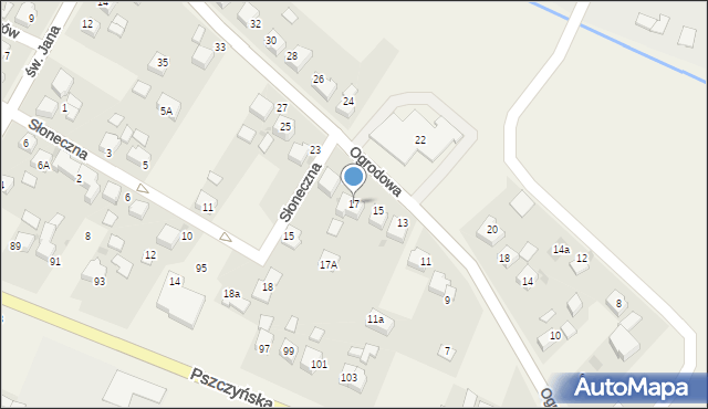 Suszec, Ogrodowa, 17, mapa Suszec