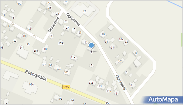 Suszec, Ogrodowa, 9, mapa Suszec