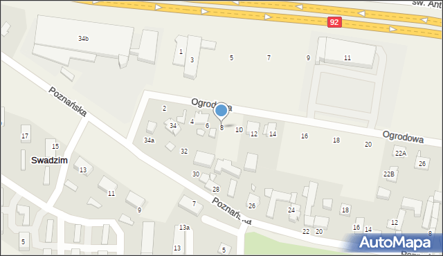 Swadzim, Ogrodowa, 8, mapa Swadzim
