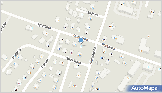 Tarczyn, Ogrodowa, 1, mapa Tarczyn