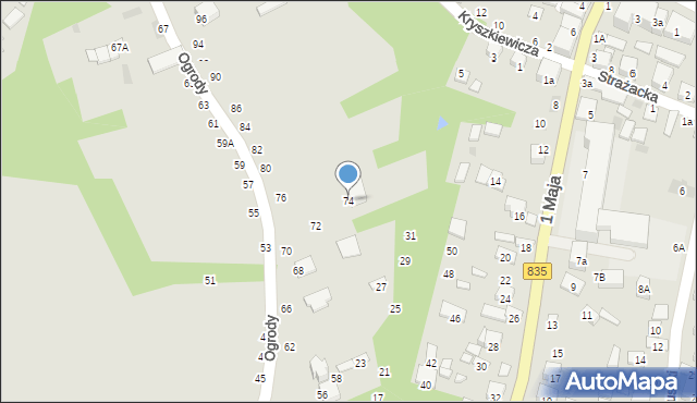Tarnogród, Ogrody, 74, mapa Tarnogród
