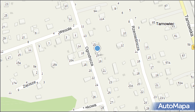 Tarnowiec, Ogrodnicza, 17, mapa Tarnowiec